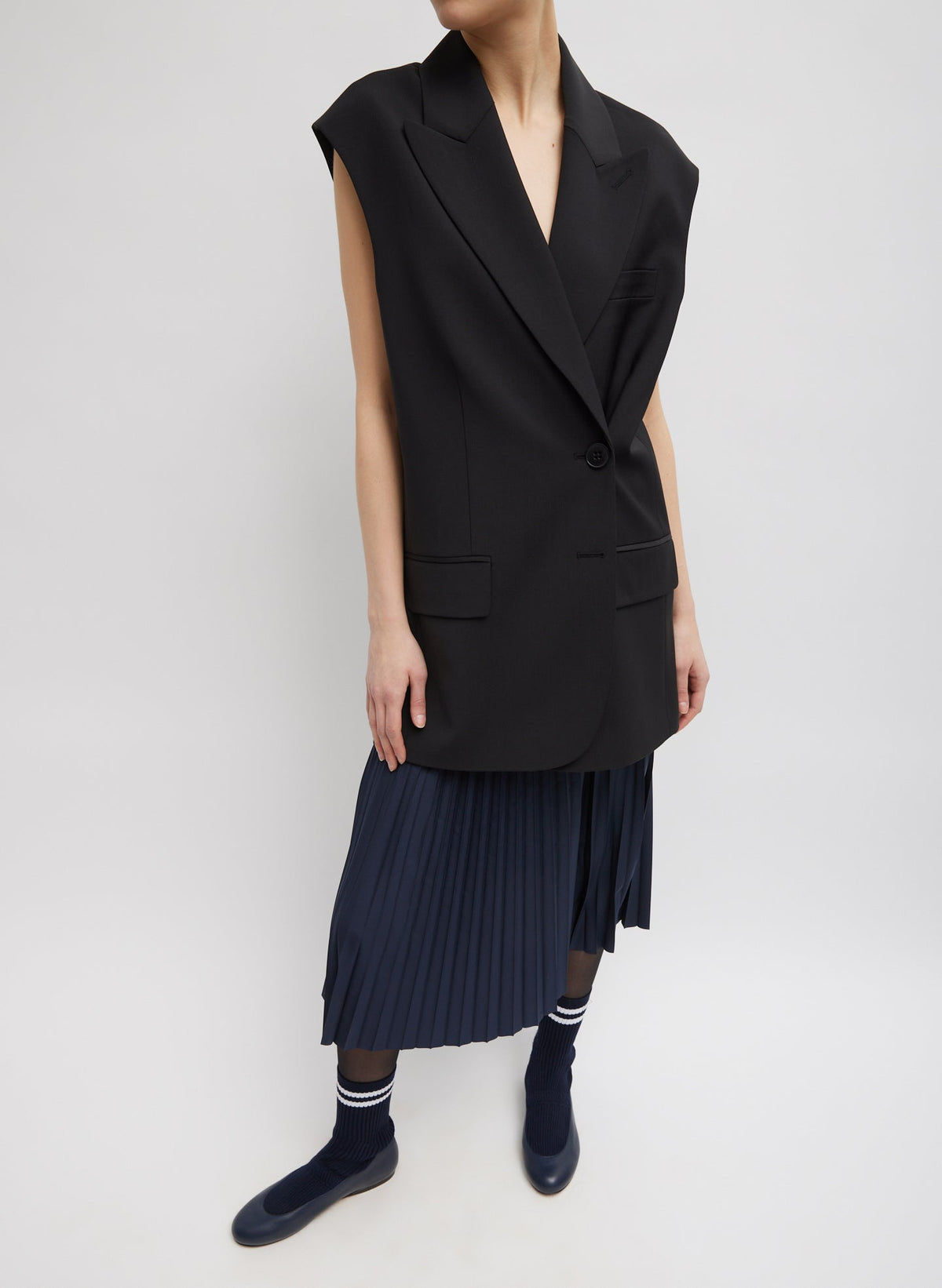 Tropical Wool Liam Vest Black - Tibi