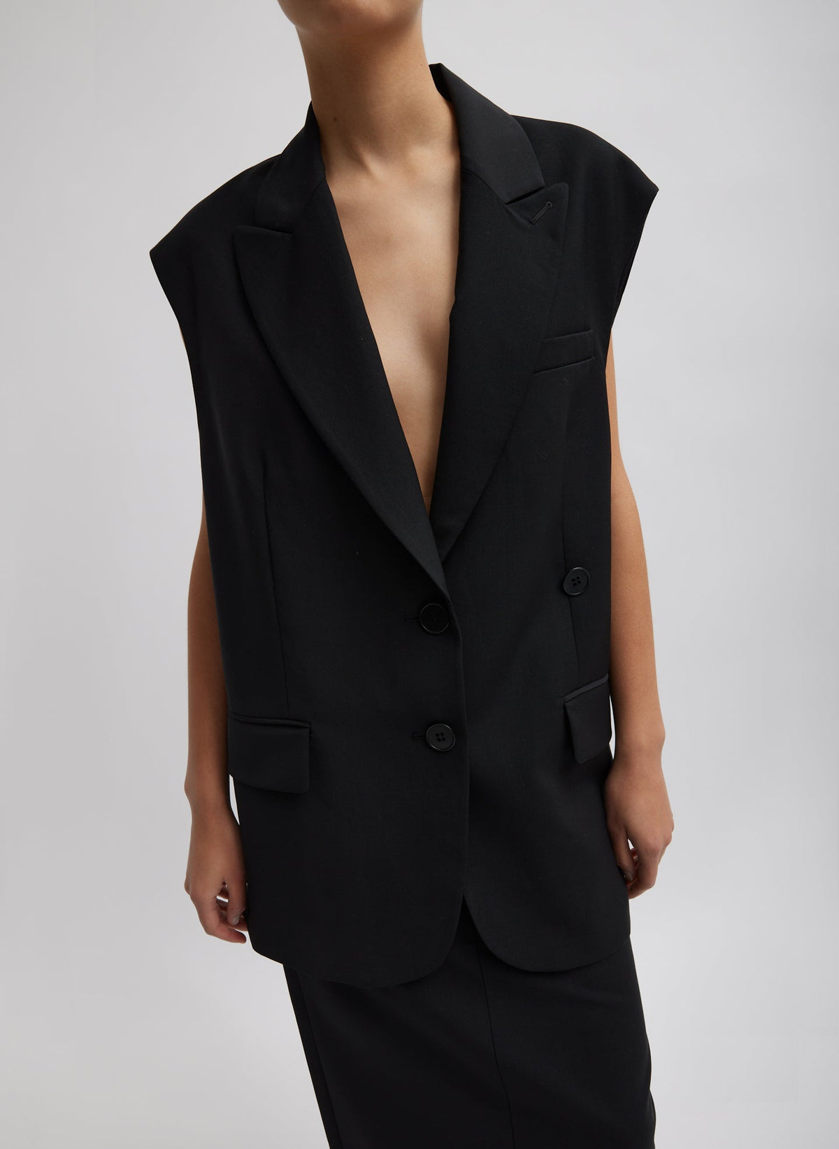 Tropical Wool Liam Vest Black - Tibi