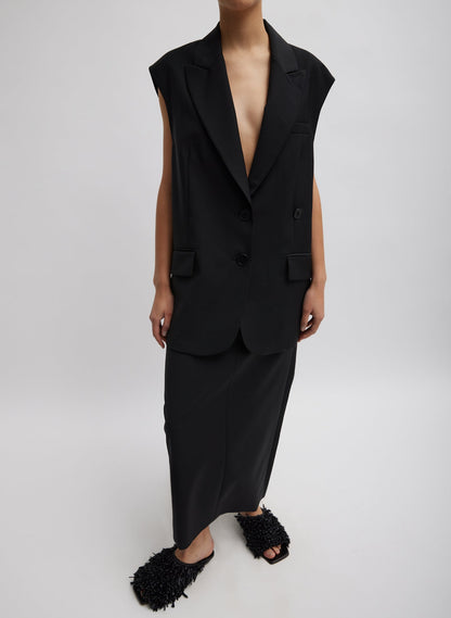 Tropical Wool Liam Vest Black - Tibi