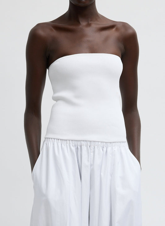 Ribbed Sweater Tube Top White - Tibi
