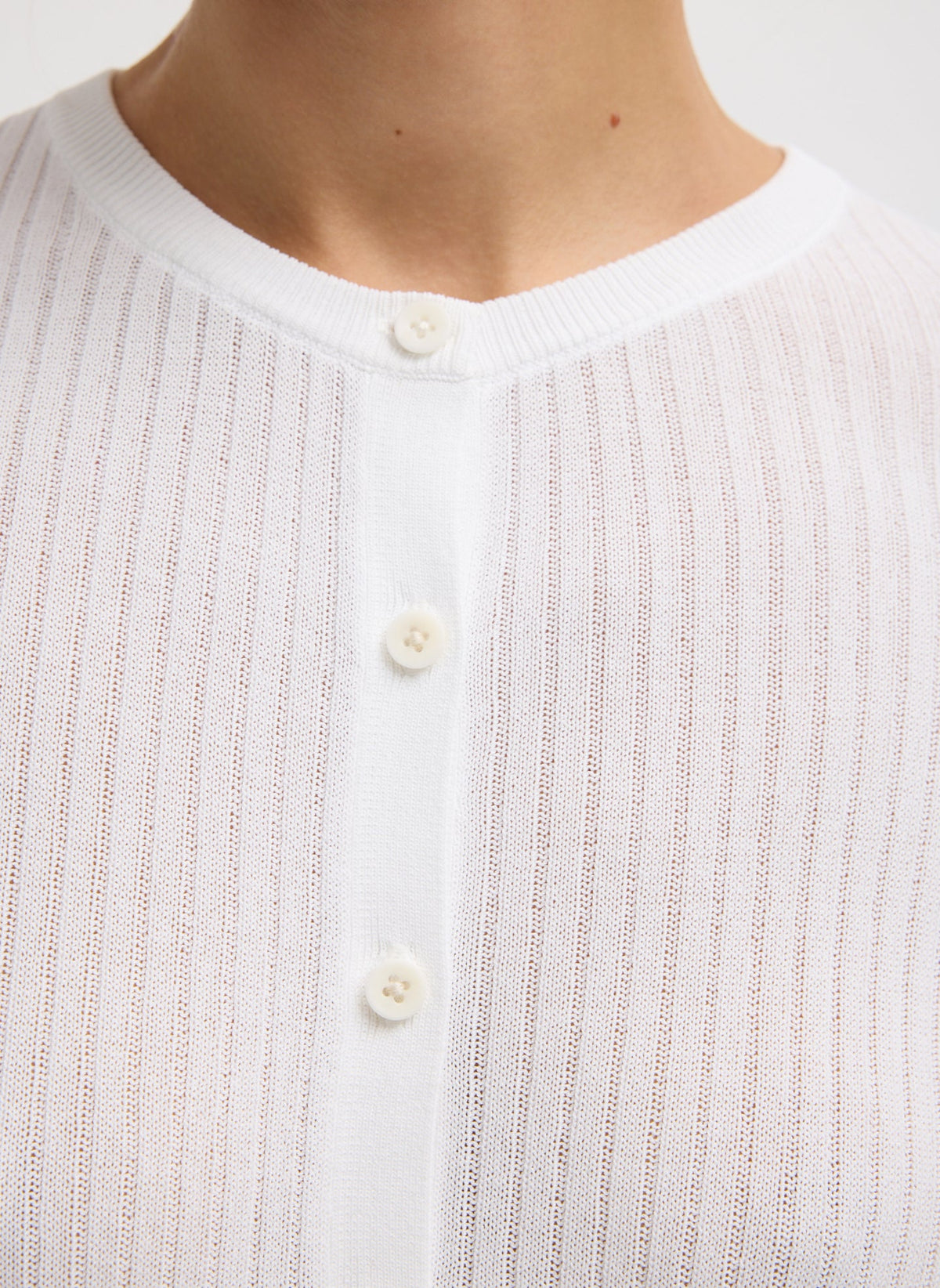 Ribbed Sweater Slim Cardigan White - Tibi