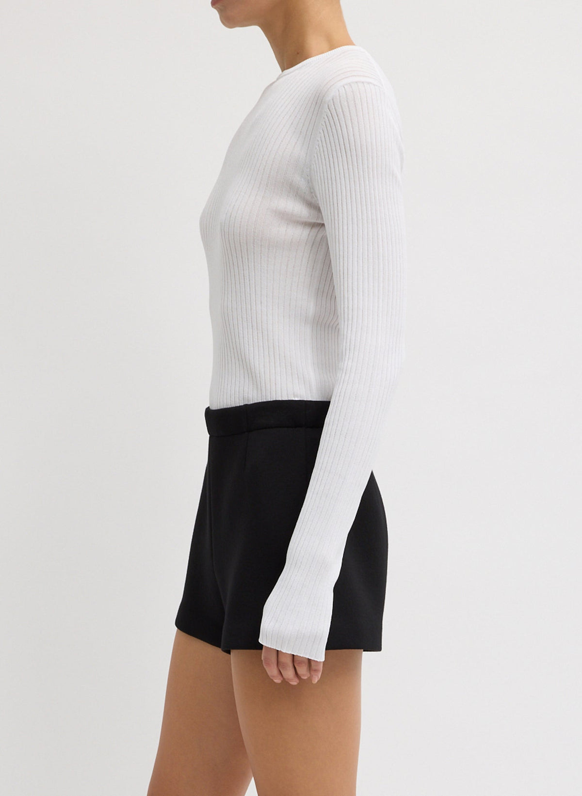 Ribbed Sweater Crewneck Pullover White - Tibi