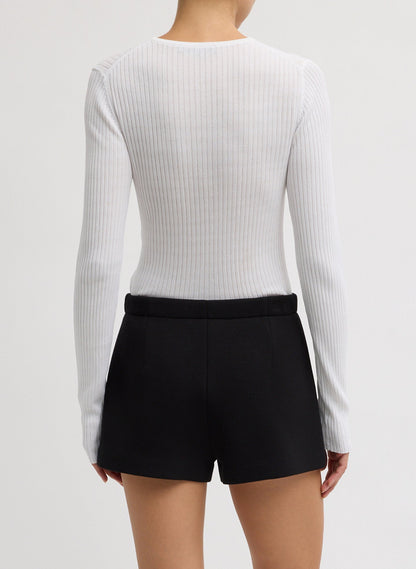 Ribbed Sweater Crewneck Pullover White - Tibi
