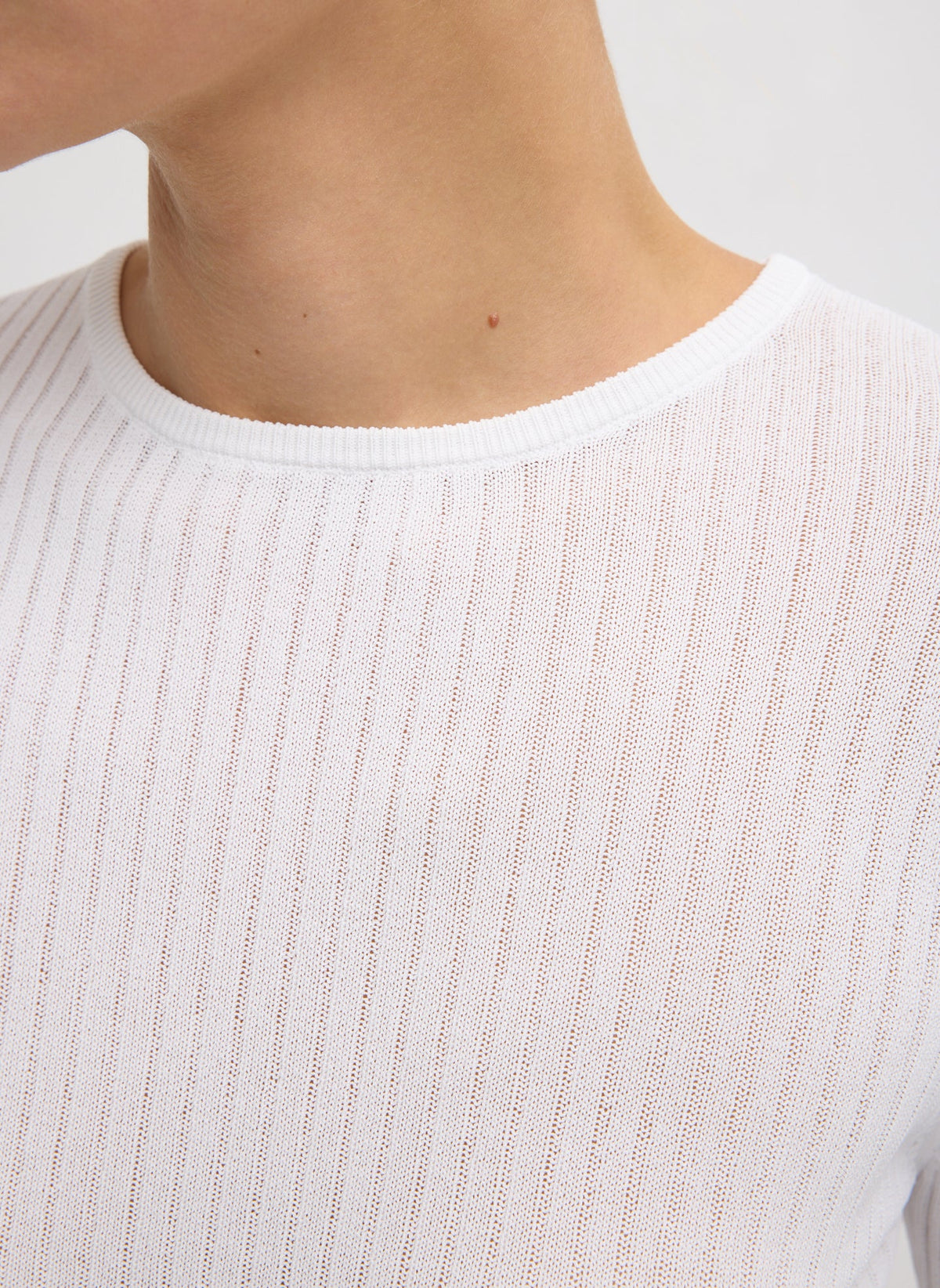 Ribbed Sweater Crewneck Pullover White - Tibi