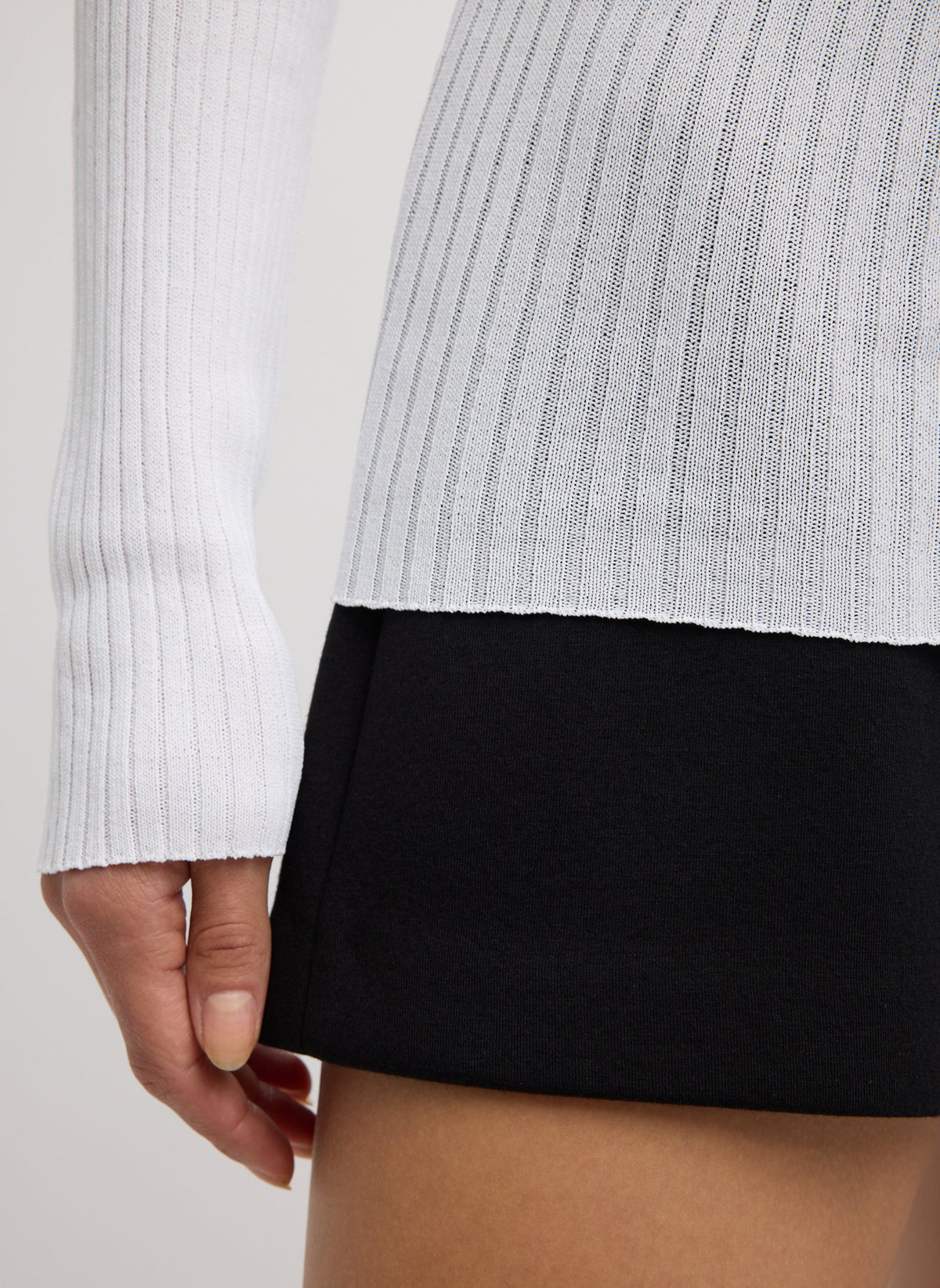Ribbed Sweater Crewneck Pullover White - Tibi