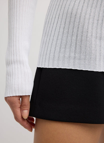 Ribbed Sweater Crewneck Pullover White - Tibi
