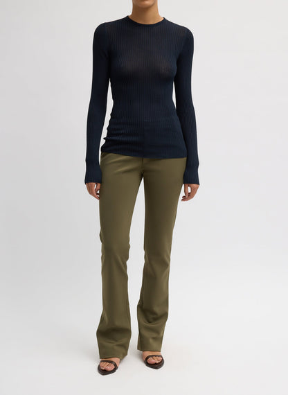 Ribbed Sweater Crewneck Pullover Navy - Tibi