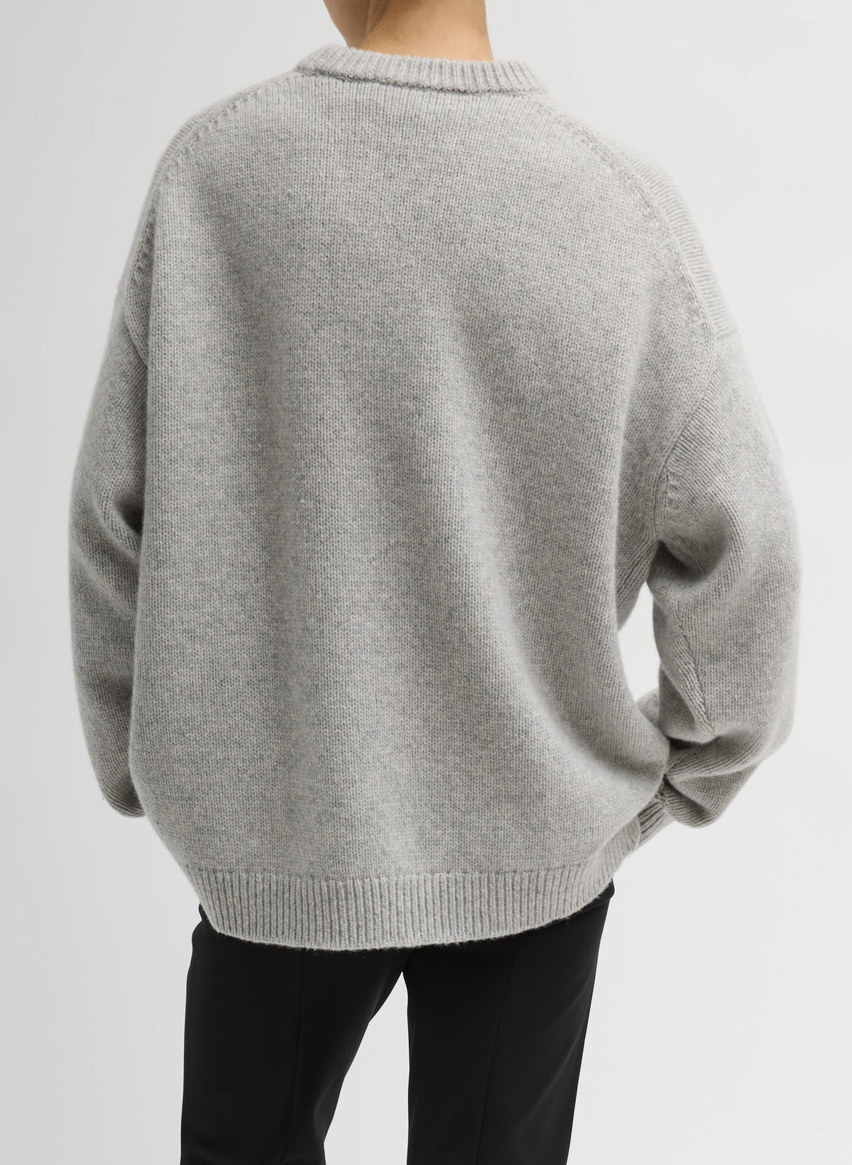 Soft Wool Ski Easy Pullover Crewneck Sweater Heather Grey Multi - Tibi