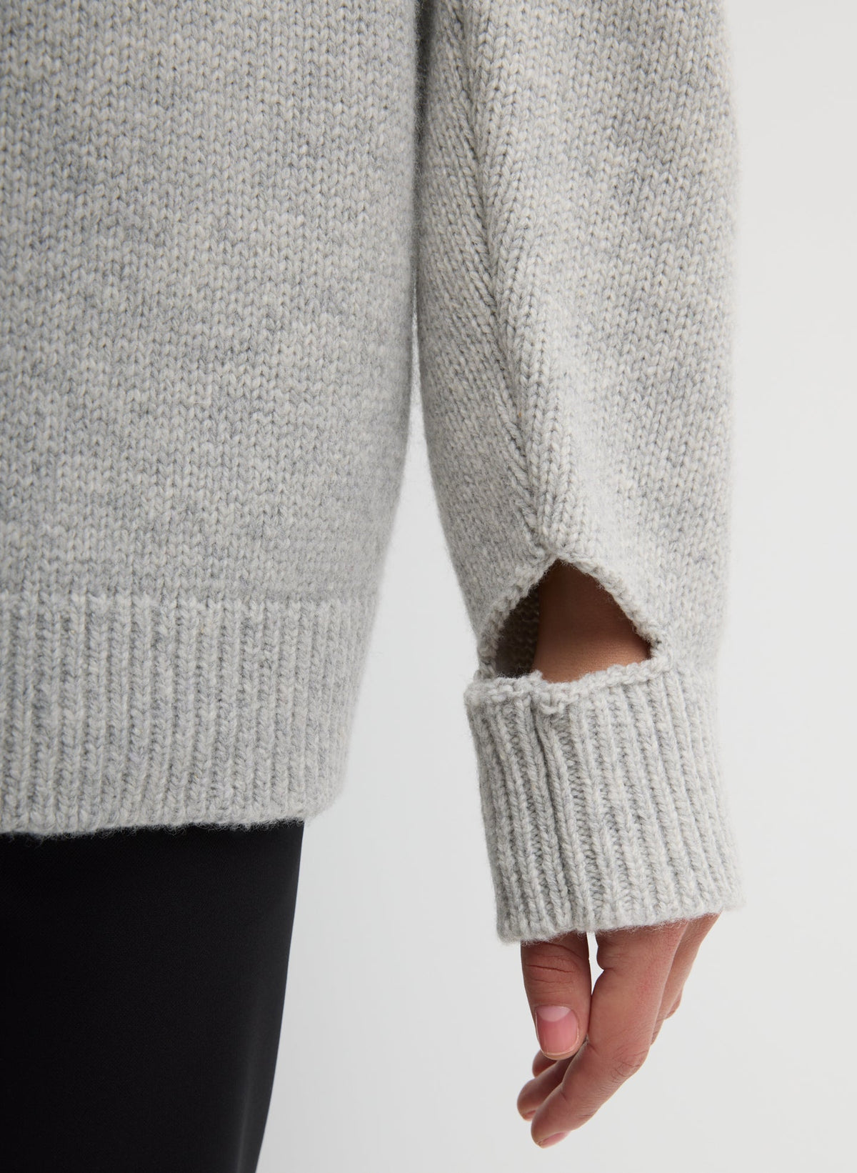 Soft Wool Ski Easy Pullover Crewneck Sweater Heather Grey Multi - Tibi