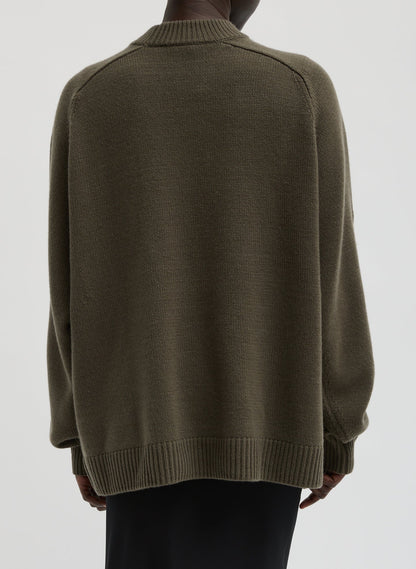Cashmere Crewneck Oversized Pullover Sweater Dark Hazelnut - Tibi