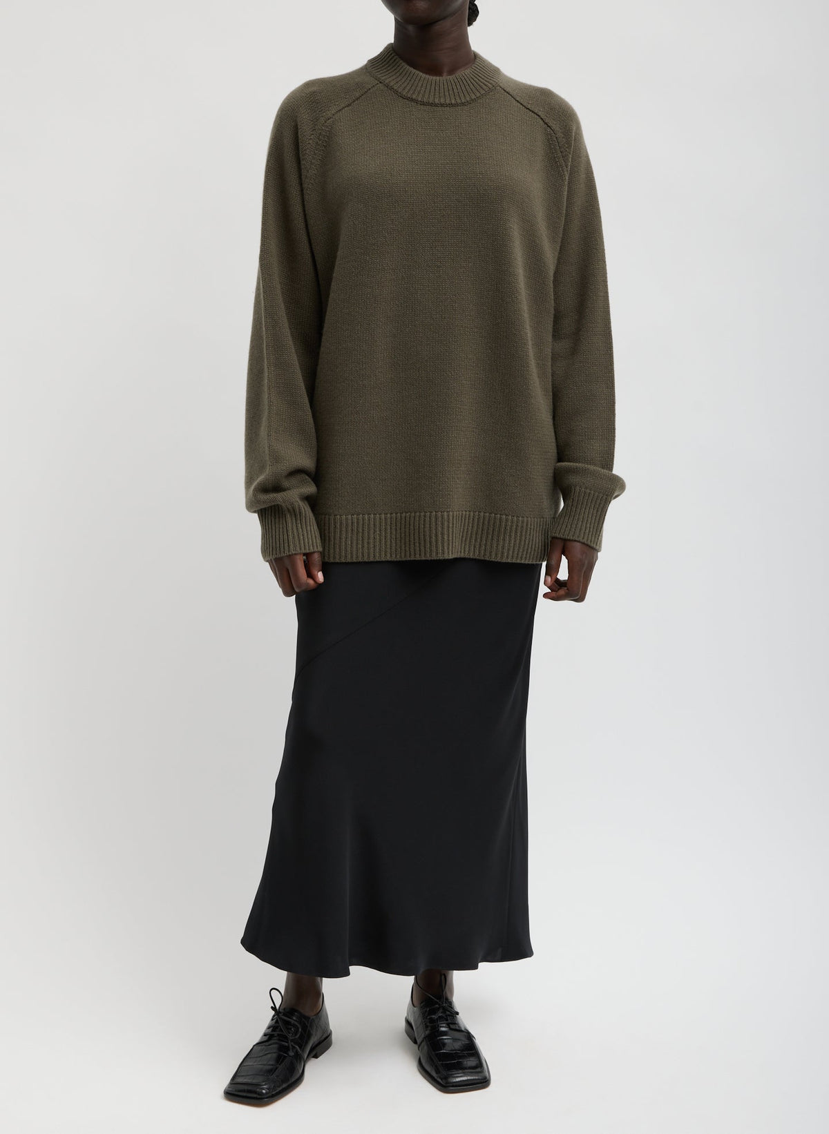 Cashmere Crewneck Oversized Pullover Sweater Dark Hazelnut - Tibi