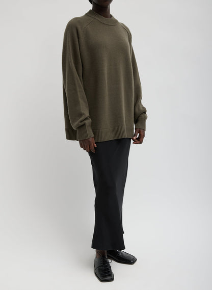 Cashmere Crewneck Oversized Pullover Sweater Dark Hazelnut - Tibi