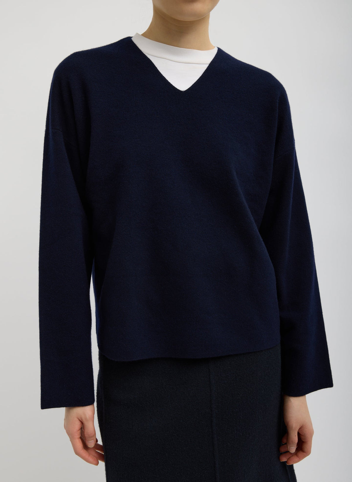 Double Faced Cashmere Oversized Easy Sweater Dark Navy - Tibi