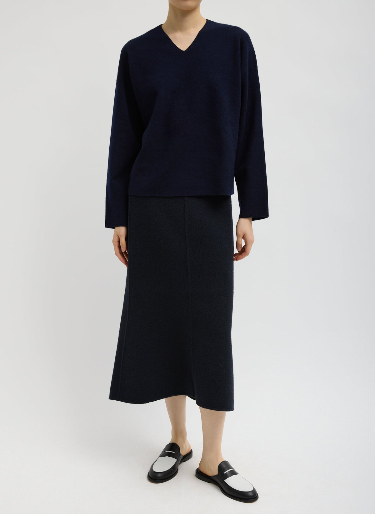 Double Faced Cashmere Oversized Easy Sweater Dark Navy - Tibi