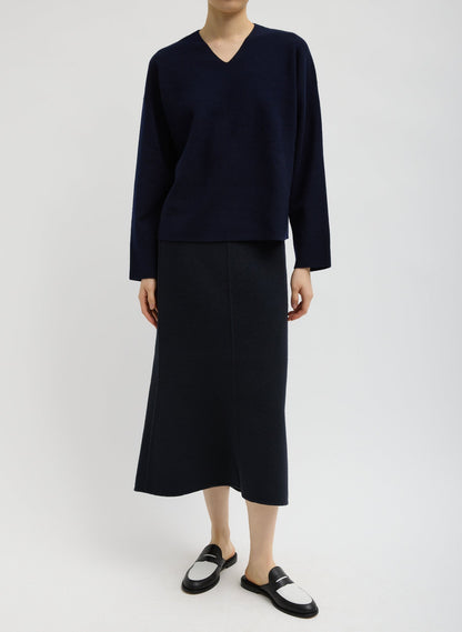 Double Faced Cashmere Oversized Easy Sweater Dark Navy - Tibi