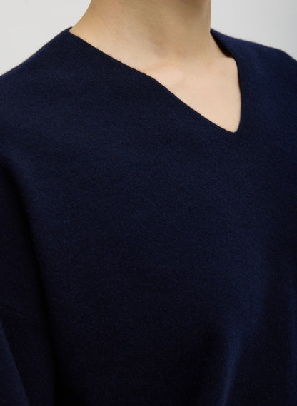 Double Faced Cashmere Oversized Easy Sweater Dark Navy - Tibi