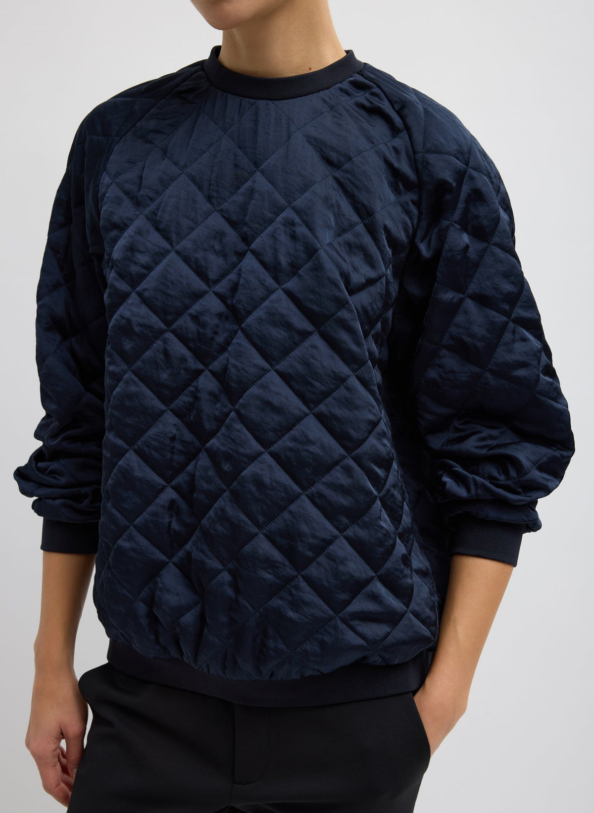 Cozy Quilting Sweatshirt Navy - Tibi