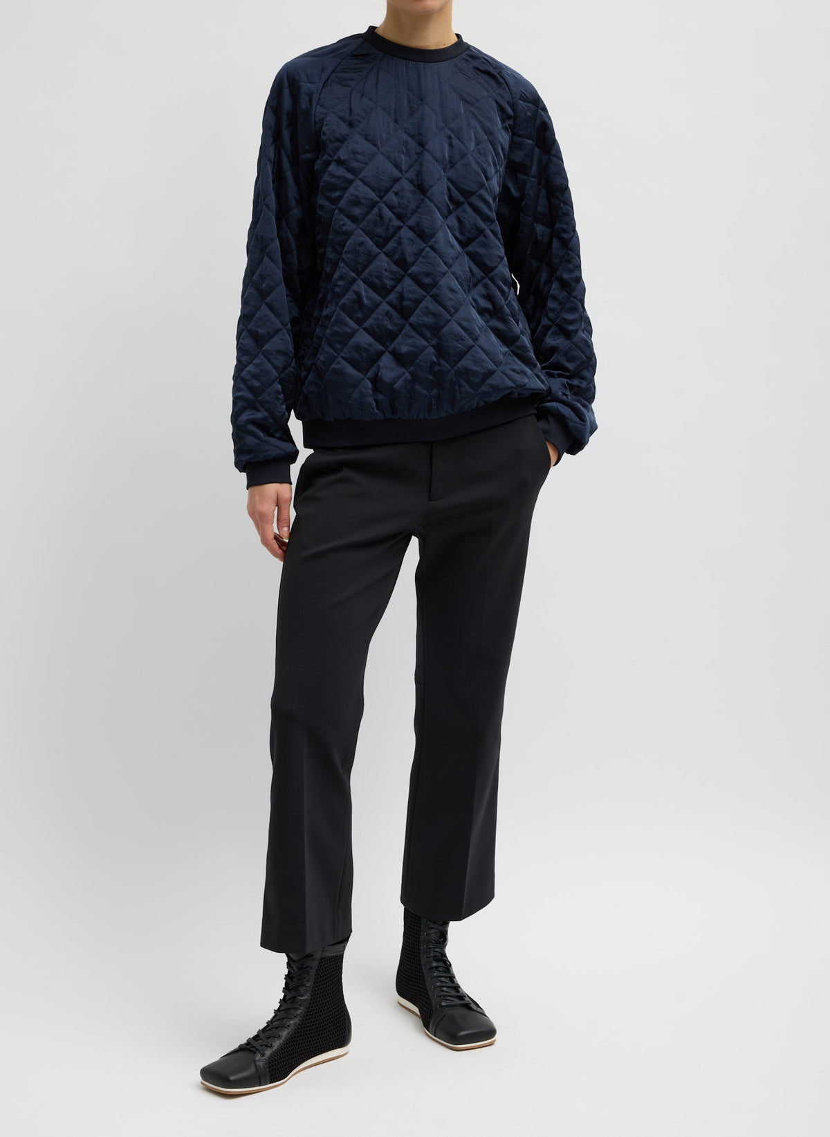Cozy Quilting Sweatshirt Navy - Tibi