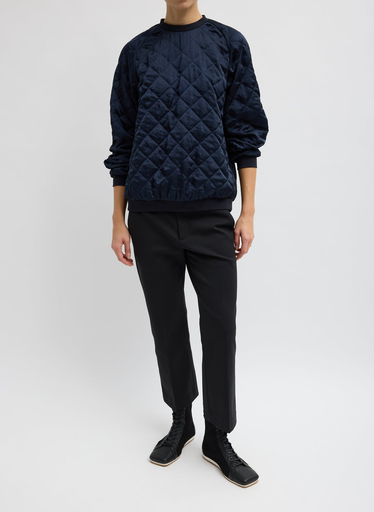 Cozy Quilting Sweatshirt Navy - Tibi