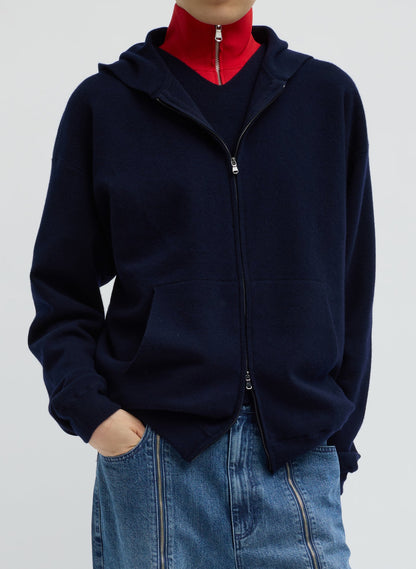 Double Faced Cashmere Hoodie Dark Navy - Tibi