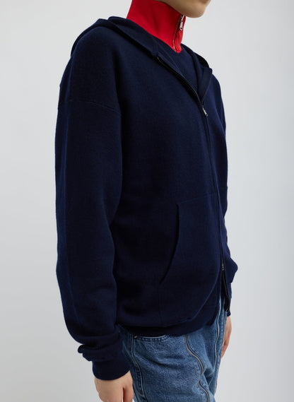 Double Faced Cashmere Hoodie Dark Navy - Tibi