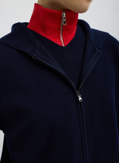 Double Faced Cashmere Hoodie Dark Navy - Tibi