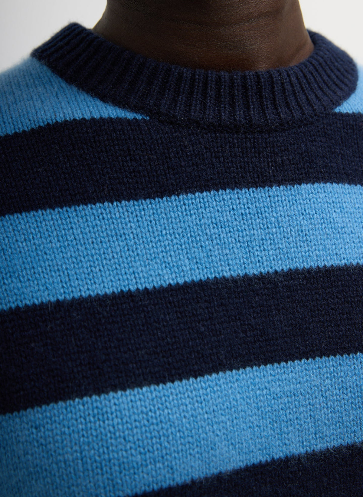 Striped Cashmere Crewneck Easy Pullover Navy Multi - Tibi