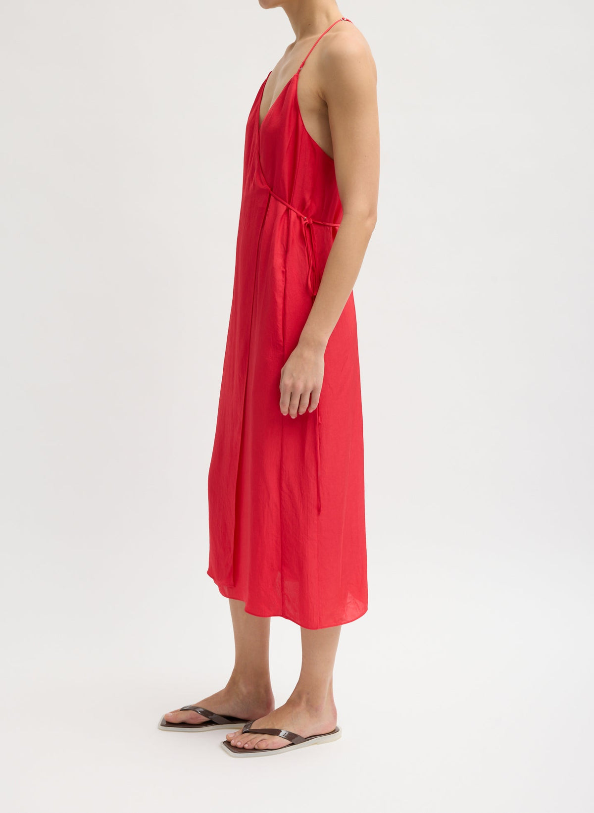 Summer Slip Wrap Dress Faded Red - Tibi