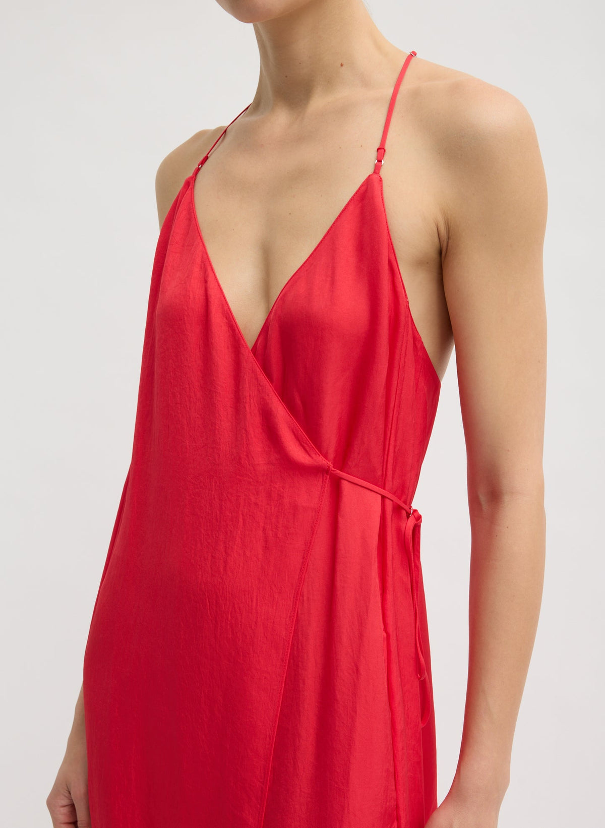 Summer Slip Wrap Dress Faded Red - Tibi