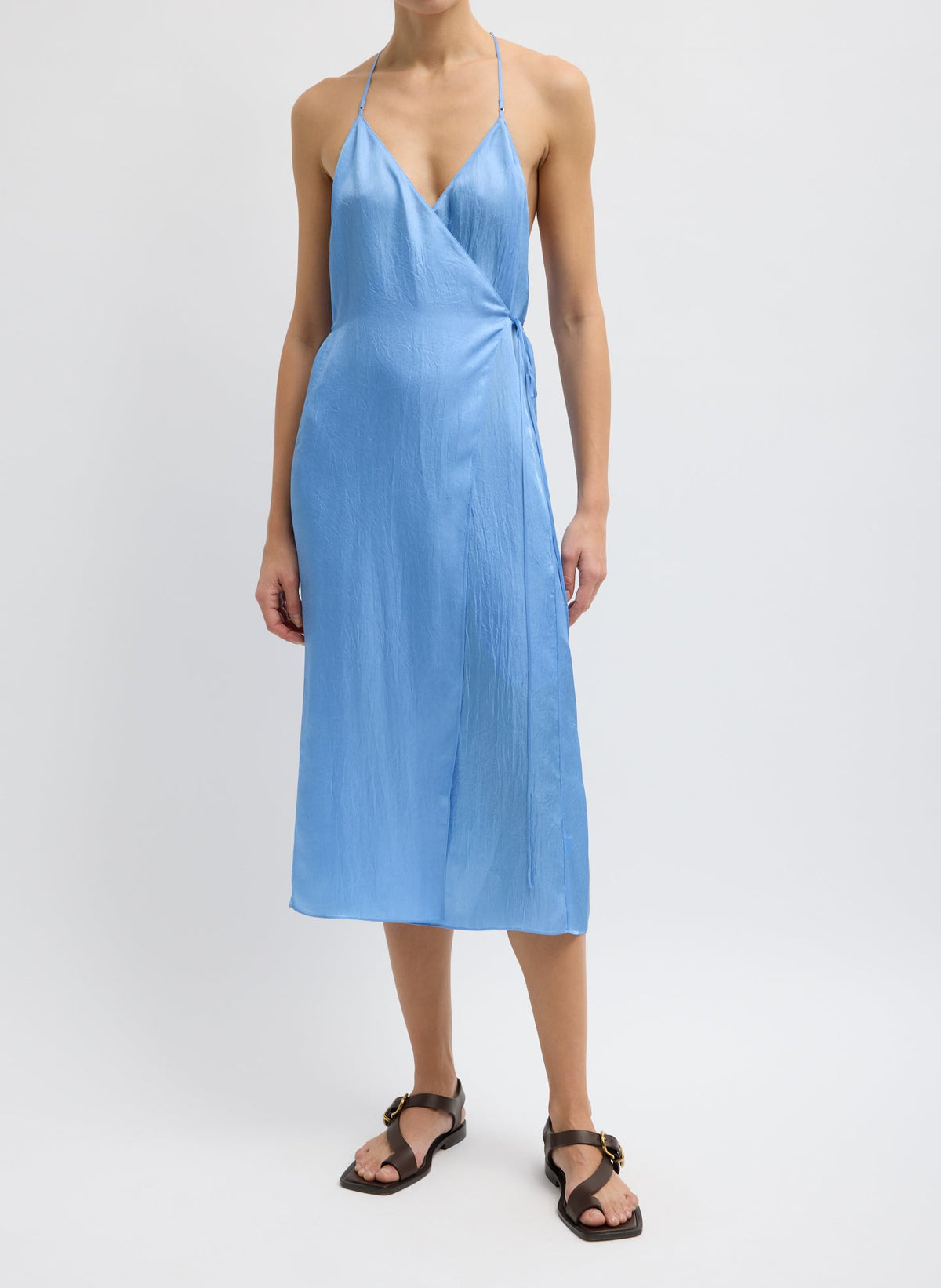 Summer Slip Wrap Dress Baby Blue - Tibi