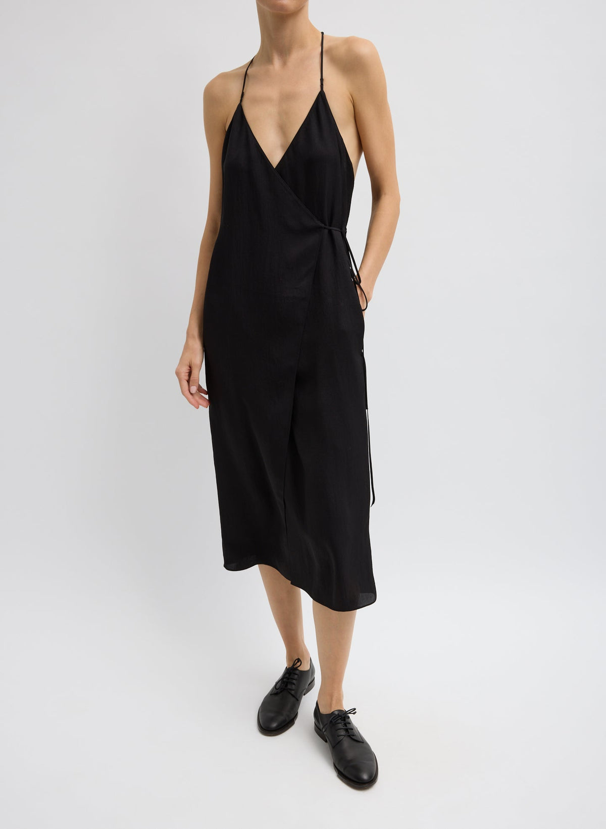 Summer Slip Wrap Dress Black - Tibi
