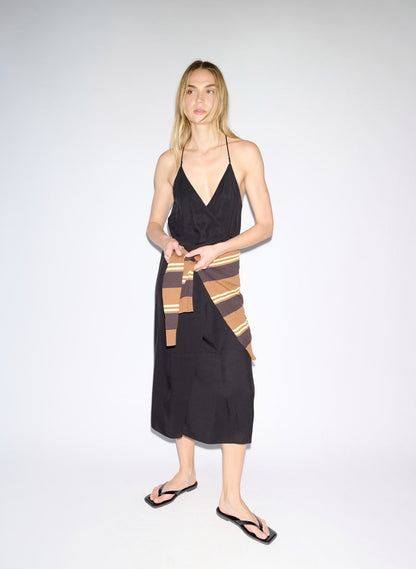 Summer Slip Wrap Dress Black - Tibi