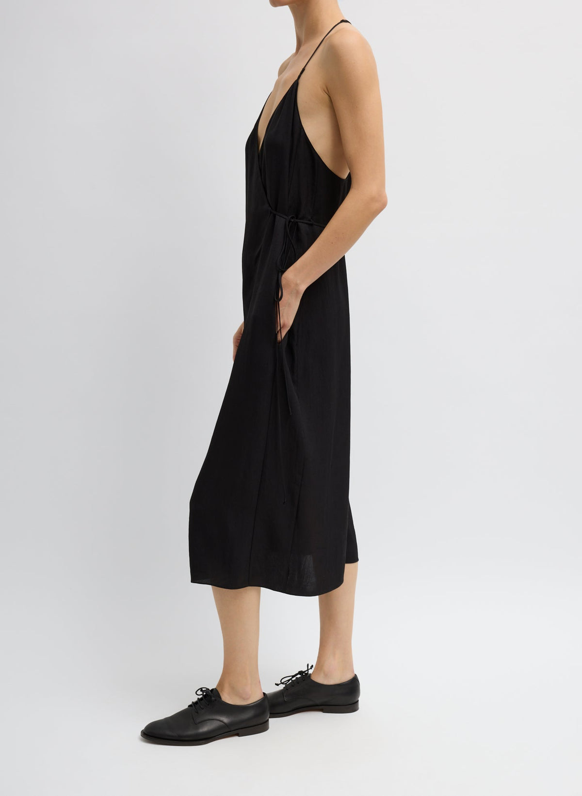 Summer Slip Wrap Dress Black - Tibi