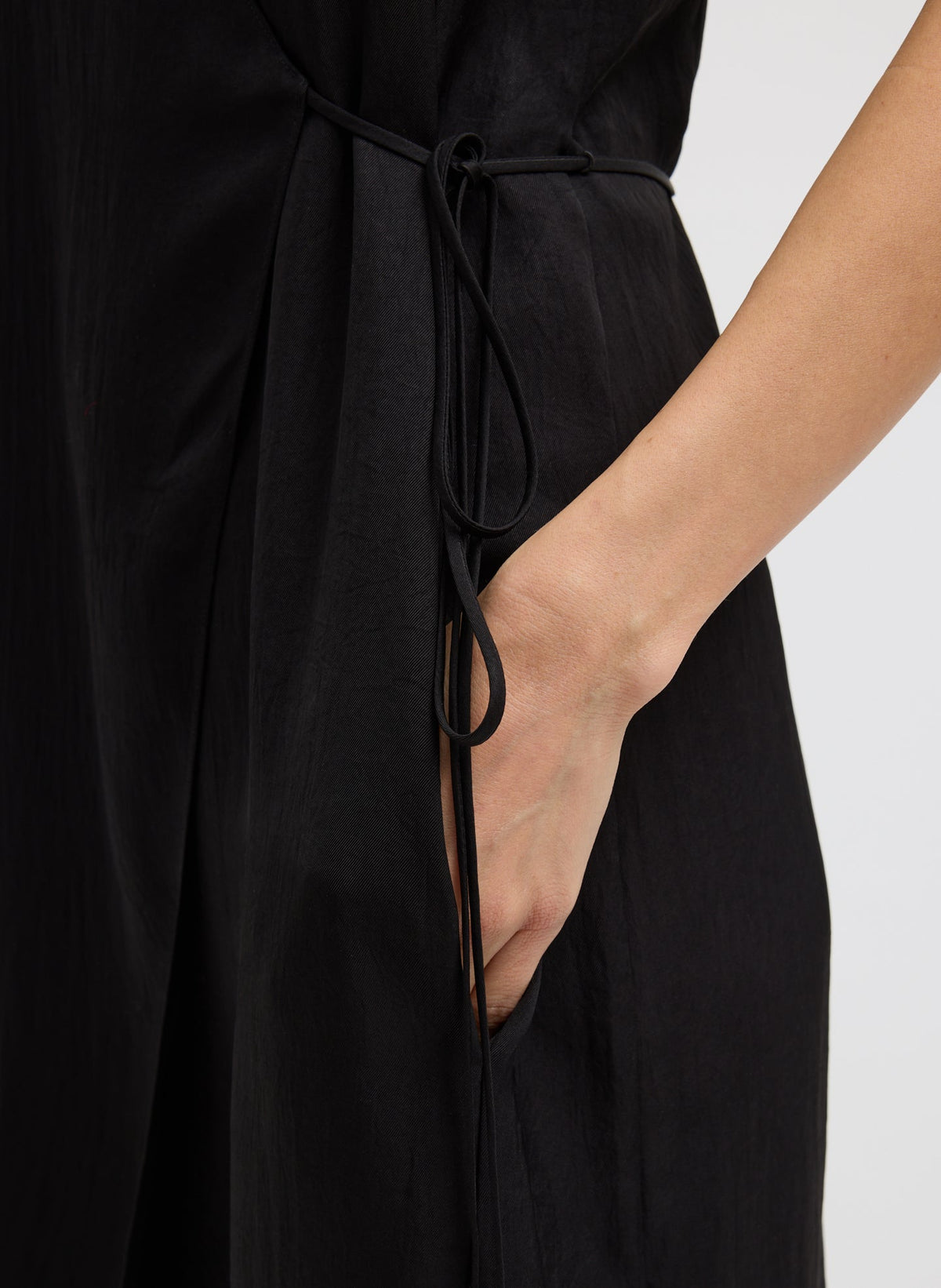 Summer Slip Wrap Dress Black - Tibi
