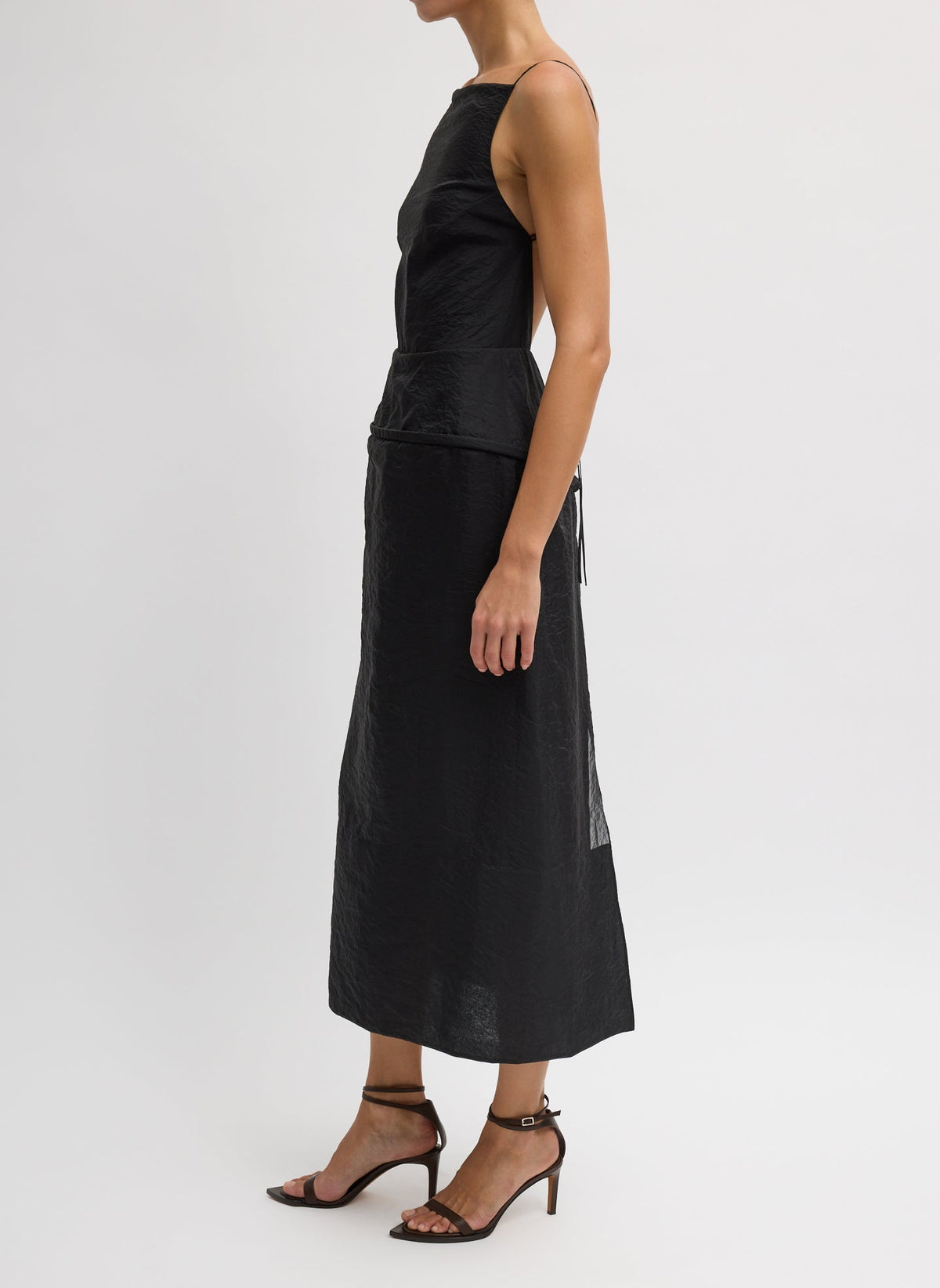 Chassis Hoop Strappy Dress Black - Tibi