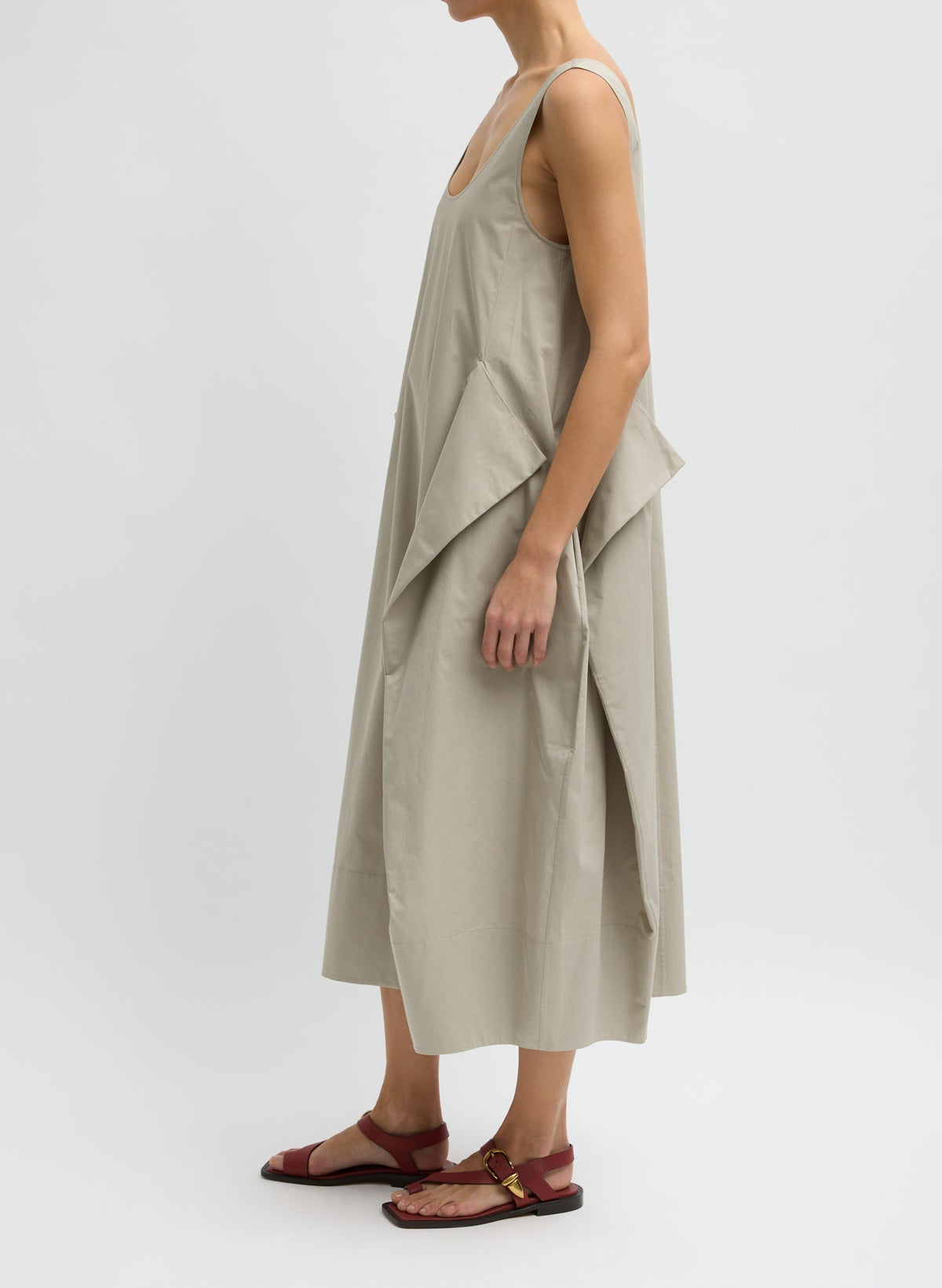Eco Poplin Tank Dress Sandstone - Tibi
