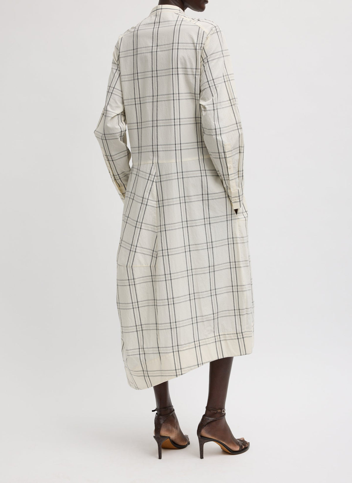 Russel Plaid Balloon Dress Ivory/Black Multi - Tibi