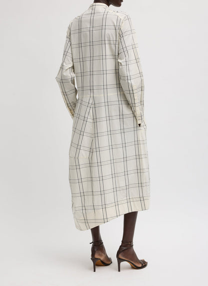 Russel Plaid Balloon Dress Ivory/Black Multi - Tibi