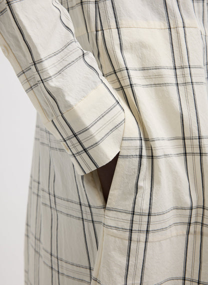 Russel Plaid Balloon Dress Ivory/Black Multi - Tibi