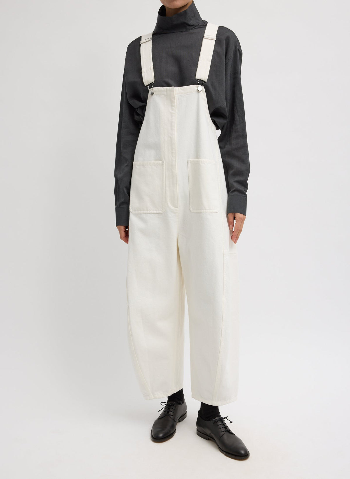 White Denim Jumpsuit White - Tibi