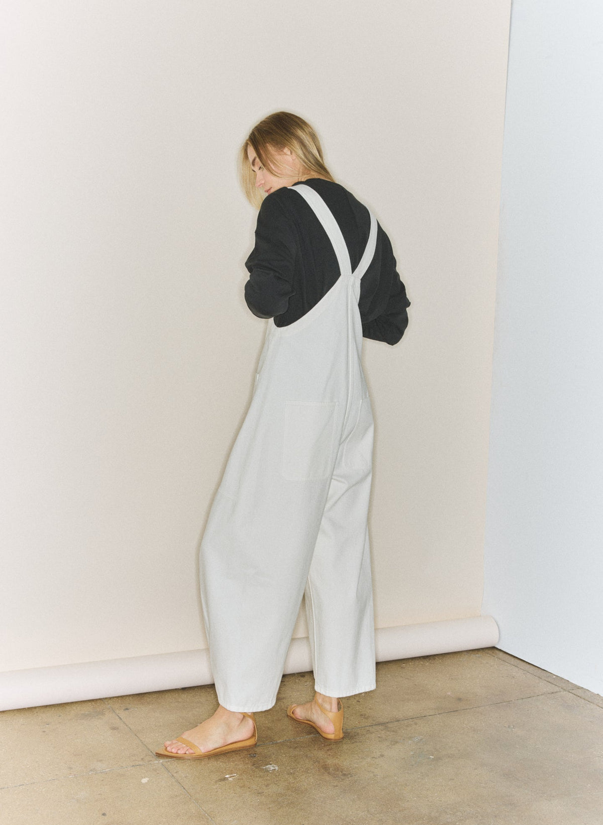 White Denim Jumpsuit White - Tibi