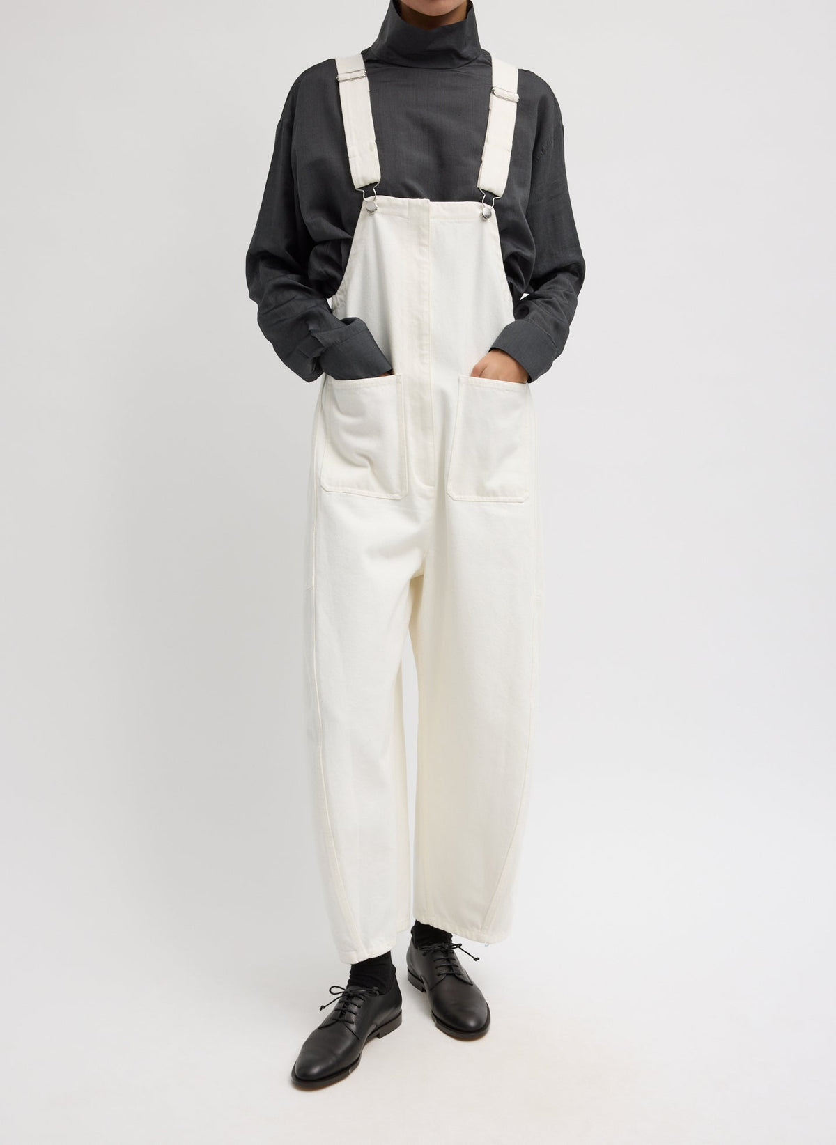 White Denim Jumpsuit White - Tibi