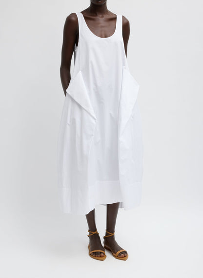 Eco Poplin Tank Dress White - Tibi
