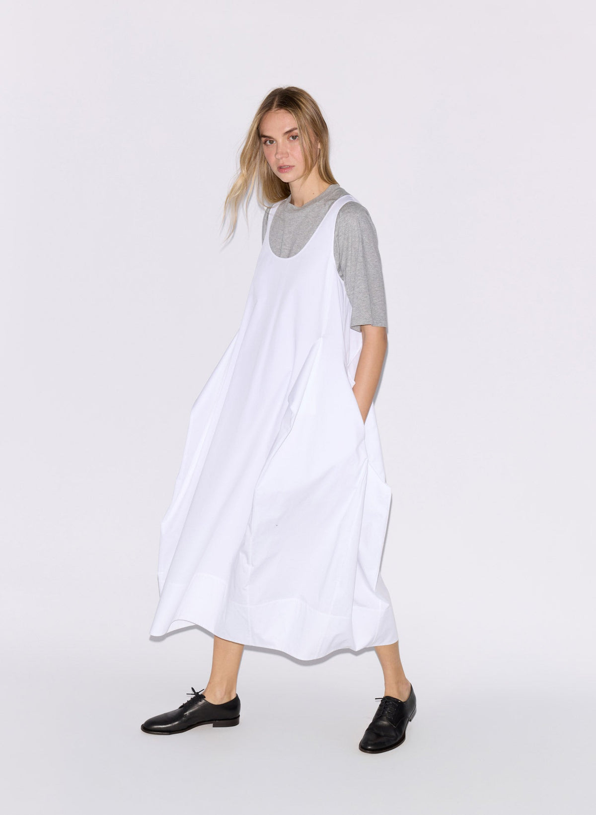 Eco Poplin Tank Dress White - Tibi