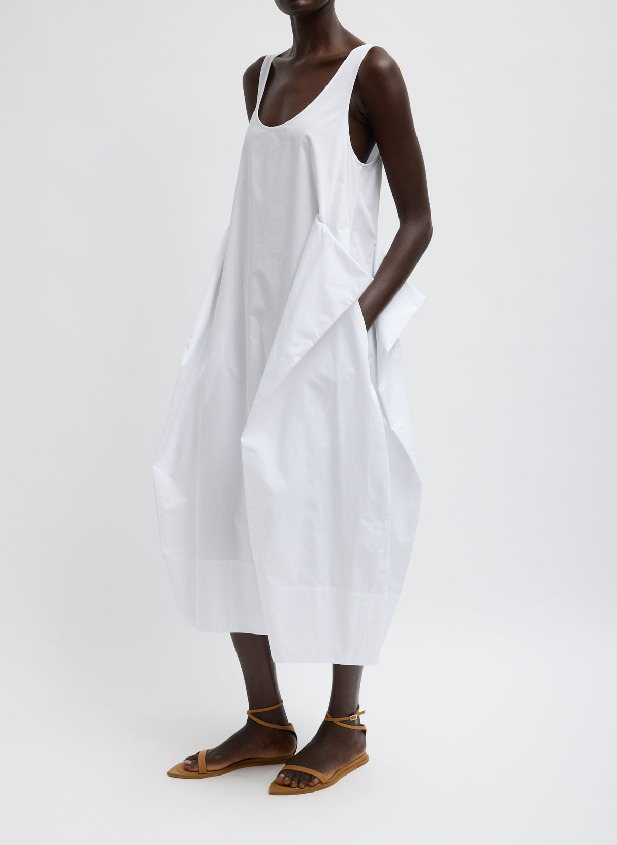 Eco Poplin Tank Dress White - Tibi