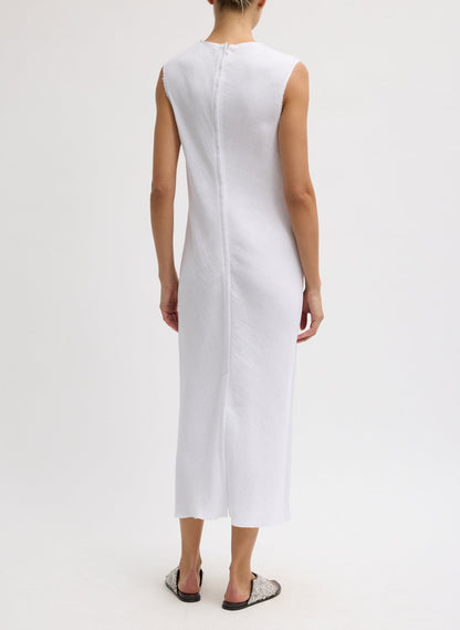Viscose Plisse Sleeveless Bias Dress White - Tibi