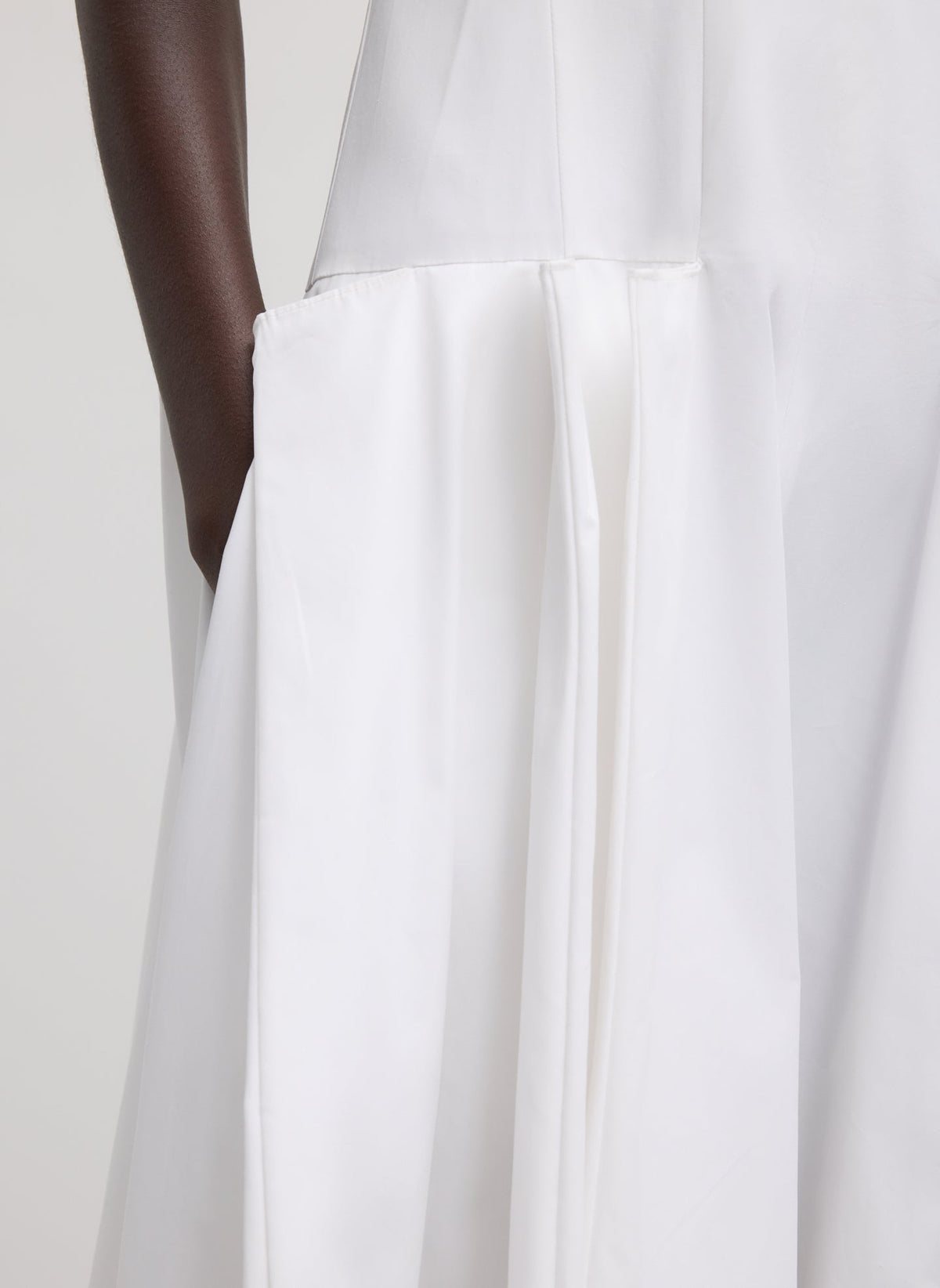 Compact Eco Poplin Pinched Pleat Dress White - Tibi