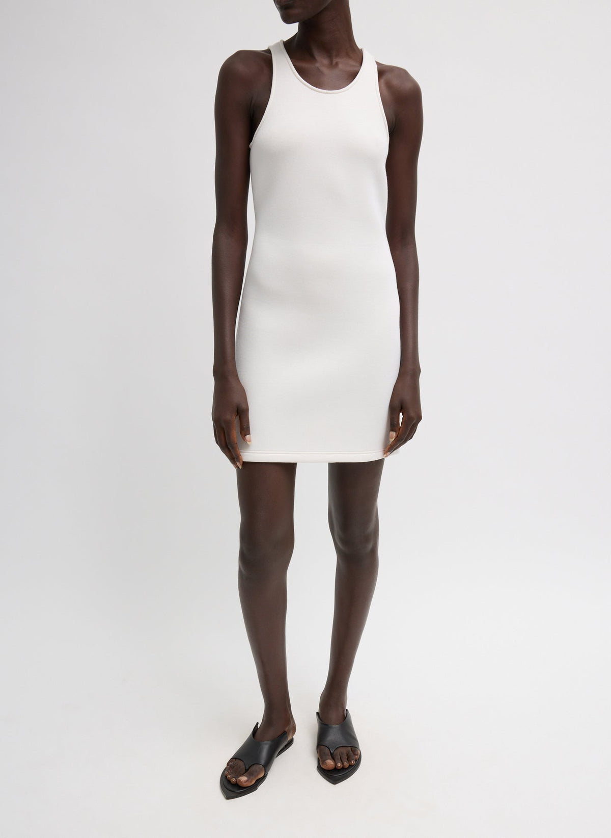 Bonded Viscose Sculpted Sleeveless Tunic Tank Ivory - Tibi