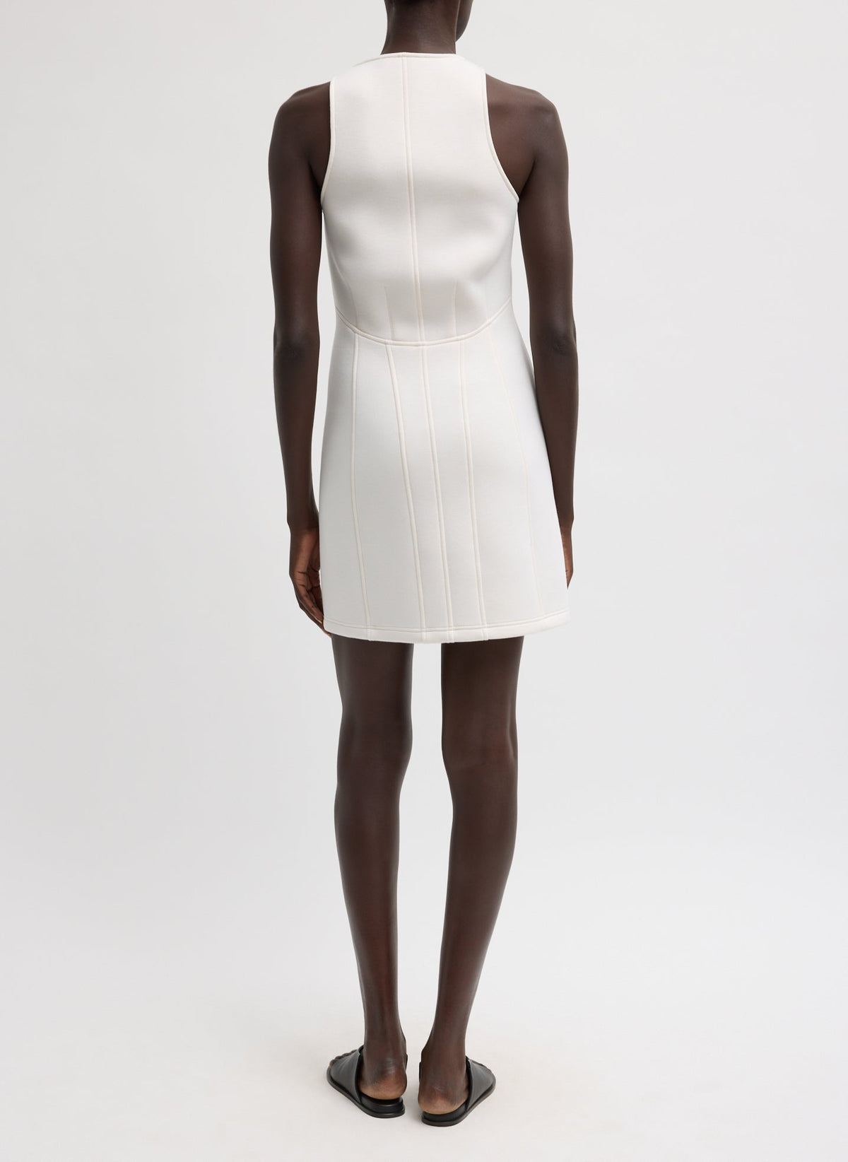 Bonded Viscose Sculpted Sleeveless Tunic Tank Ivory - Tibi