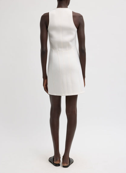 Bonded Viscose Sculpted Sleeveless Tunic Tank Ivory - Tibi